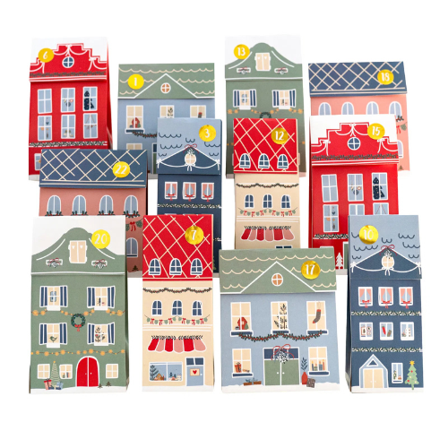 Set DIY de Casitas Navideñas “Altstadt” en Papel Colores – 24 Unidades