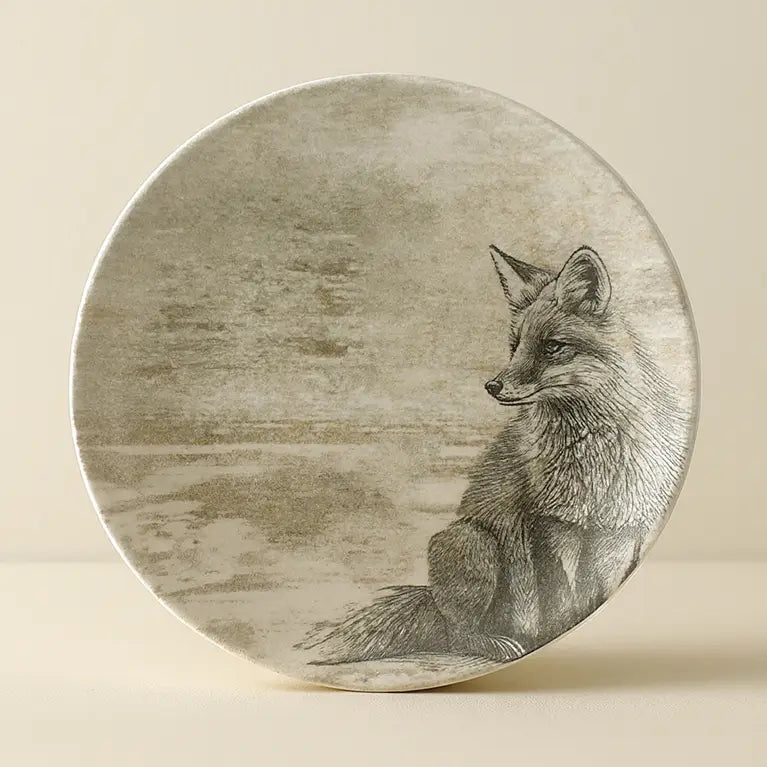 Plato de postre de 21 cm en porcelana zorro LACHAT