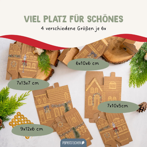 Set DIY de Casitas Navideñas “Altstadt” en Papel Kraft – 24 Unidades
