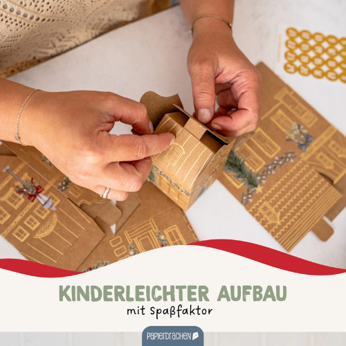 Set DIY de Casitas Navideñas “Altstadt” en Papel Kraft – 24 Unidades