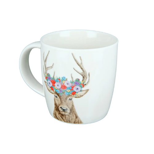 Taza de porcelana “Deer with flower wreath” – 380 ml