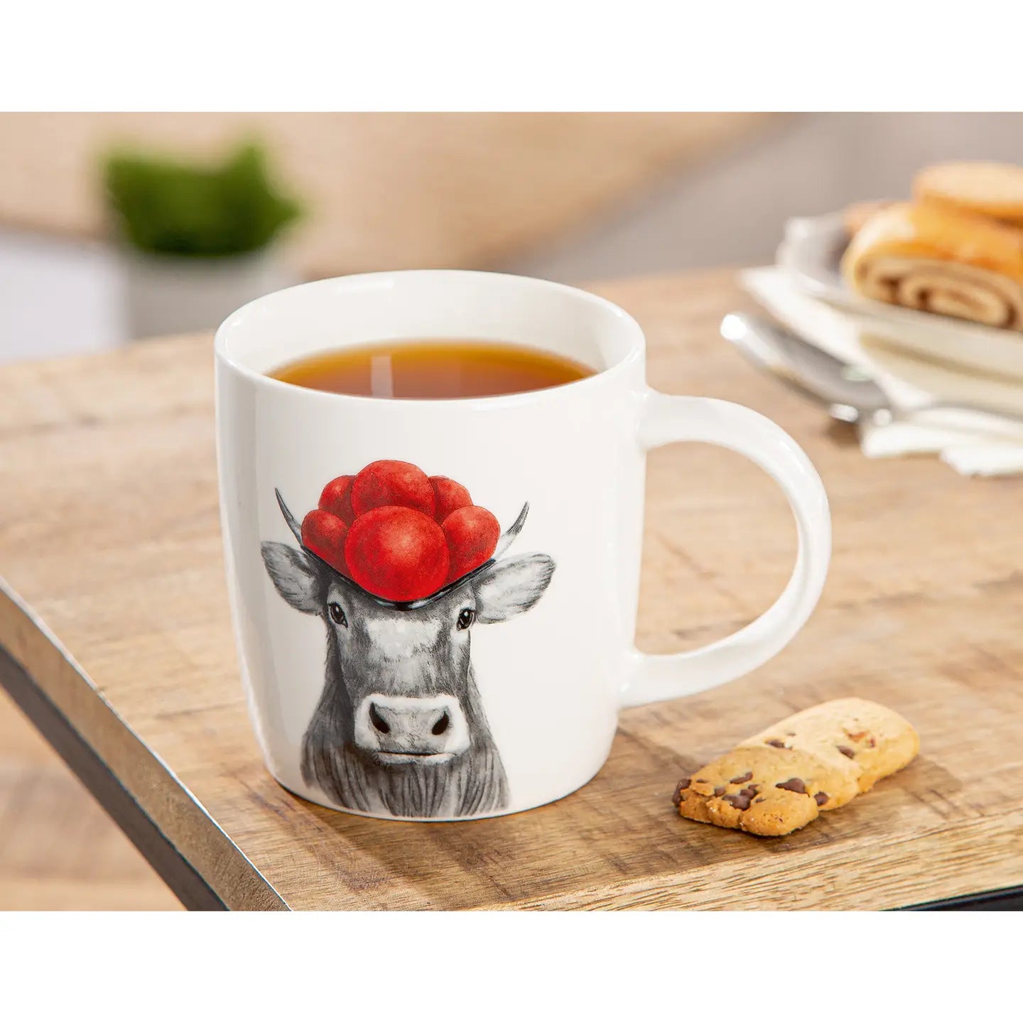 Taza "Vaca con globos rojos"