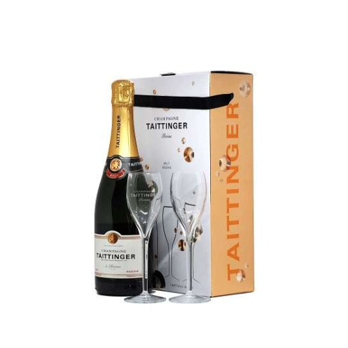 Pack Navidad Taittinger Brut Réserve + 2 copas — Edición especial